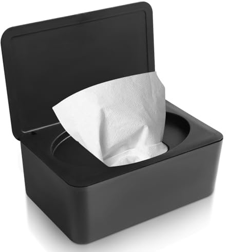 Feuchttücher Box, Feuchtes Toilettenpapier Box Feuchttücherbox Schwarz, Feuchttücher Box Baby, Aufbewahrungsbox Kunststoff Feuchttücher Spender mit Deckel für Zuhause und Büro