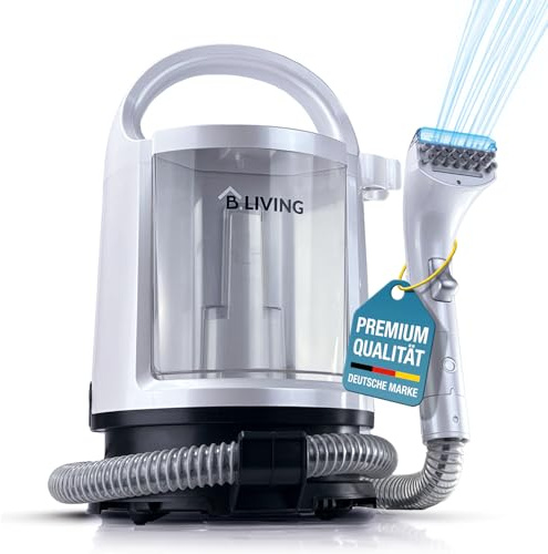 B.LIVING Nasssauger Polsterreiniger Teppichreiniger – Waschsauger 400 W | Für Sofa, Matratze, Vorhänge & Sessel – 12 kPa Saugkraft – 1,68 l Frischwassertank – Doppeltank – nur 3,5 kg leicht