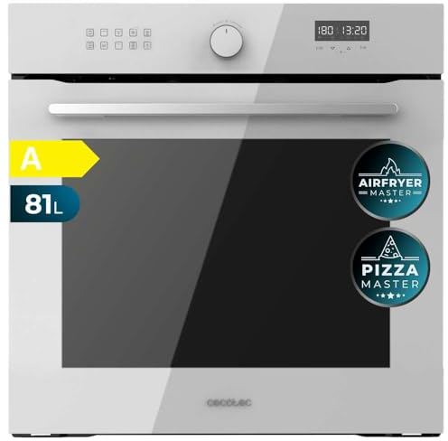 Cecotec Einbaubackofen Multifunktion 60 cm Bolero Hexa AF316000 Glass White A 3400W, 81L Kapazität, 11 Funktionen mit Airfryer Master, Pizza Master, Steam Asisst, Steam EasyClean, 3D Cooking, Defrost