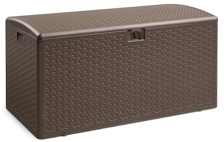 Amazon Basics Box zur Aufbewahrung und Organisation für den Außenbereich, Terrasse, 375 l, braun