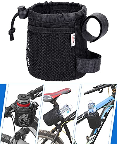 KEMIMOTO Fahrrad Flaschenhalter, Getränkehalter Fahrrad, Wasserflaschenhalter, Getränkehalter für Kinderwagen, Trinkflaschenhalter Fahrrad mit Netztaschen für MTB, Folding, Rennräder, Rollstuhl