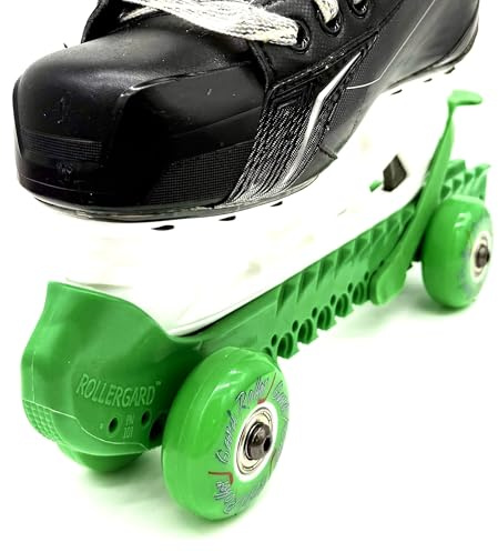 RollerGard Kufenschoner mit Rollen - Kufenschoner für Eishockey- & Schlittschuhe, Eishockeyschlittschuh-Schutz, Kufenzubehör, One Size, grün