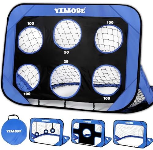 YIMORE Fussballtore für Garten Kinder mit Tragetasche, 4 Spielmodi Mini Fussballtor Kinder Outdoor Indoor, Fußballtor Geschenk Mädchen Junge ab 6-12 Jahre (‌Acid Blue)