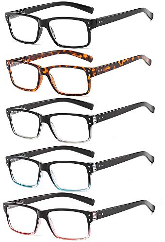 Suertree Lesebrille 5 Pack Brillen Scharnier Lesebrillen Sehhilfe Augenoptik Brille Lesehilfe für Damen Herren 1.5x