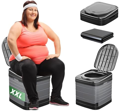congumi Faltbare Campingtoilette XXL, Mobile Camping Toiletten 40cm Hohe mit 20pc Müllbeutel, Große Campingklo für Camping, Wandern, Reisen, Wohnmobil, Garten