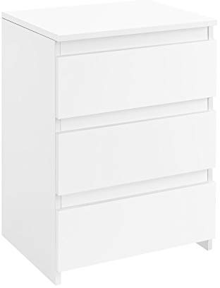 Yaheetech Nachttisch Boxspringbett Nachtschrank Nachtkommode mit 3 Schubladen Schlichter Beistelltisch Sofatisch Schubladenschrank für Schlafzimmer/Wohnzimmer, Weiß
