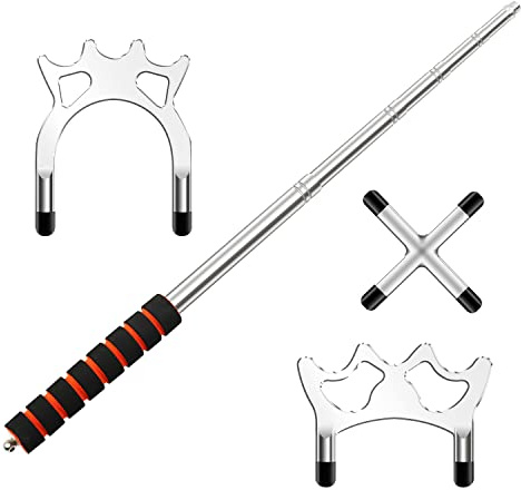 TIHOOK Billard-Queue-Brücke, einziehbarer Billardqueue mit 3 abnehmbaren Messingbrückenköpfen, Snooker-Pool-Queue-Zubehör, Pooltisch-Zubehör für Billardtisch (Silber)