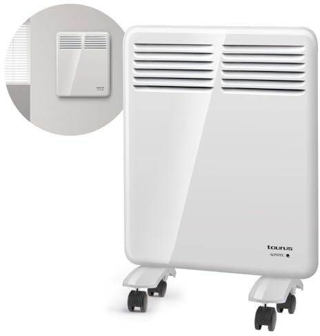 Taurus CHTA 500 – Elektrischer Konvektor 500 W, IP24 für den Einsatz im Badezimmer, Wandhalterung, Digitaldisplay, programmierbar, Überhitzungsschutz, Sensor offenes Fenster, Weiß