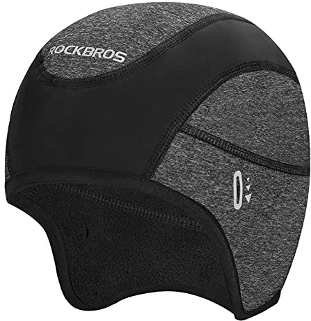 ROCKBROS Fahrrad Mütze für Damen und Herren, Wintermütze mit Brille-Loch, Helm Unterziehmütze Winddicht für Radfahren, Skifahren, Laufen, Outdoor-Aktivitäten
