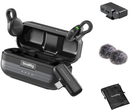 SMALLRIG S70 Wireless Microphone (2 RX+ 2 TX + Ladeschale) - 5715 | USB-C & 3,5-mm-Schnittstellen für Telefone/Tablets/Kameras, unsichtbar & leicht für Vlogs, Hochwertige 48kHz/24bit Aufnahme