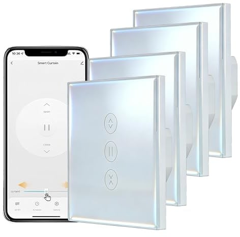 Rolladenschalter 4pcs Rolladensteuerung Wlan Rolladen Zeitschaltuhr Smart Life Smart Curtain Switch APP Remote & Voice Control, kompatibel mit Alexa Echo und Google Assistant