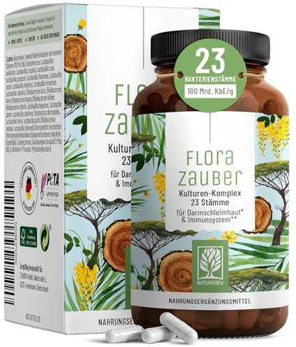NATURTREU® Kulturen Komplex magensaftresistent & vegan - 23 Bakterienstämme ohne Inulin - Komplex u.a. mit Lactobacillus & Bifidobakterien, 60 Kapseln