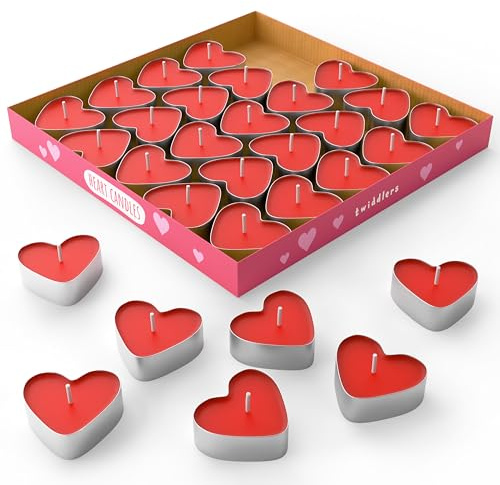 THE TWIDDLERS 50 rote Herzkerze, romantische Kerzen für Valentine, Hochzeiten, Heiratsanträge - Romantic Candles