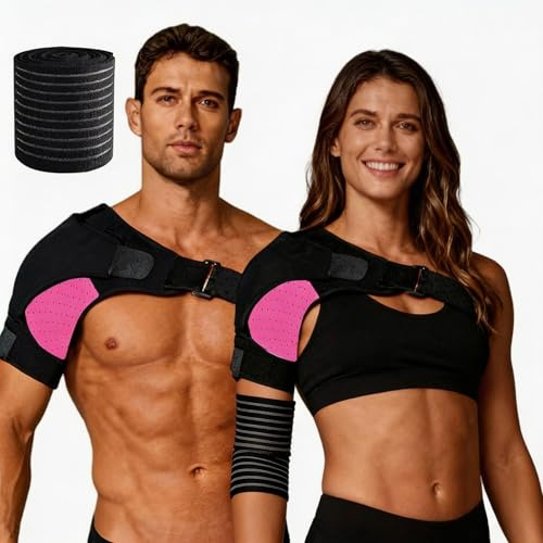 Verstellbar Schulterbandage für Frauen/Herren mit Kompression Bandage, Atmungsaktive Neopren Schulterstütze, Schulter Unterstützung Bandage für Verletzungsprävention Genesung Sportverletzungen