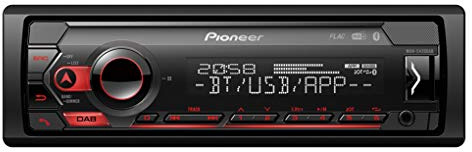Pioneer MVH-S420DAB 1-DIN-Autoradio mit DAB+, rot, deutsche Menüführung, Bluetooth, USB, AUX-Eingang, iPod/iPhone-Direktsteuerung, Freisprecheinrichtung, Smart Sync
