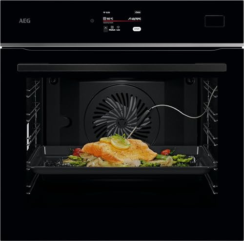 AEG 8 Wifi Einbau Dampfbackofen, Multidampfgarer, SteamPro, TB8SB72WAB | Schritt für Schritt assistiertes Kochen, Touch-Swipe-Display, Made in Germany, Auto-Dampf, App-Rezepte, Kerntemperatursensor