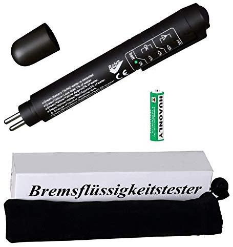 HHTEC HHBFT-01 Bremsflüssigkeitstester DOT 3/4/5 mit 5 LED und deutscher Bedienungsanleitung