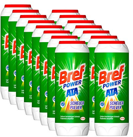 Bref Power ATA Scheuerpulver (15x 500g) Scheuermittel mit Zitrusfrische | lebensmittelsauberer Oberflächenreiniger entfernt hartnäckigen Schmutz, leicht abspülbares Putzmittel, vielseitig einsetzbar
