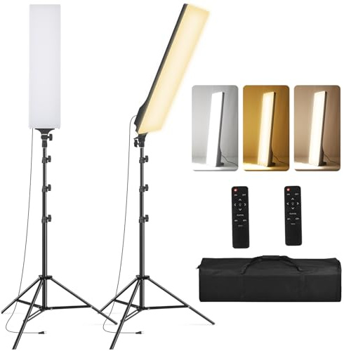 SEDGEWIN 2 Pack LED Videolicht 23.6, Dimmbare 2500-7500K Vollbild Streaming licht Studiolicht 36W Fotolicht Videoleuchte mit Fernbedienung 2M Stativ für Fotografie/Videokonferenz Beleuchtung/YouTube