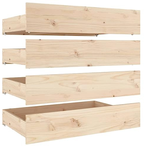 vidaXL 4x Bettschublade Bettkasten Bettschubkasten Schubkasten Unterbettschublade Bettschubladen Schublade Schlafzimmer Massivholz Kiefer