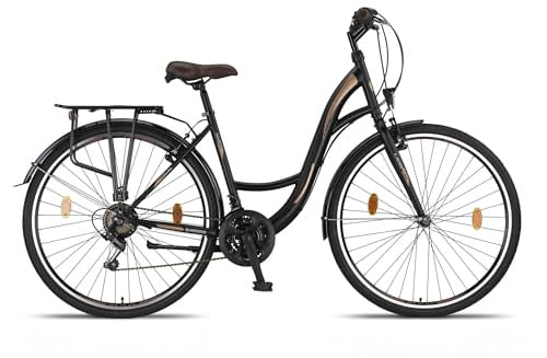 Licorne Bike Stella Premium City Bike in 24,26 und 28 Zoll - Fahrrad für Mädchen, Jungen, Herren und Damen - 21 Gang-Schaltung - Hollandfahrrad Citybike (28 Zoll, Schwarz)