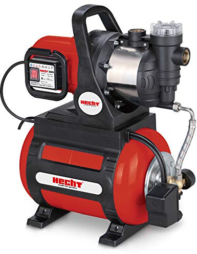 HECHT Hauswasserwerk (Brandneu) – 1100 Watt – Wasserpumpe – max. 8 m selbstansaugend – max. 4,5 bar Förderdruck – 4600 l/h Förderleistung – 24 Liter Druckkessel – Abschaltautomatik – Filter – leise