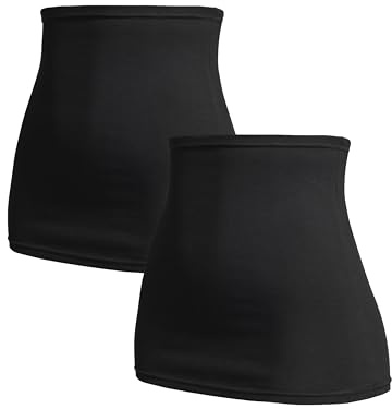 Herzmutter Bauchband-Tube-Nierenwärmer - 2er-Set - Baumwolle - Schwangerschaft-Umstandsmode - Rückenwärmer-Shirtverlängerung - 6300 (Schwarz/Schwarz, S)