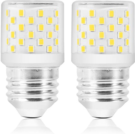 KUNKA 2Stück 50W Äquivalent E26 LED Glühbirnen, G50 Edison lamps, 5W A19 LED Glühbirne Medium Sockel, E27 E26 Schraubsockel Universal für Kühlschrank, Kronleuchter, Deckenventilator (Kaltweiss 6000k)