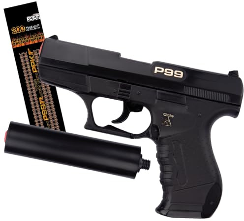 P99 Polizei-Requisite 18 cm mit Laufaufsatz & 200 Amorces für Erwachsene