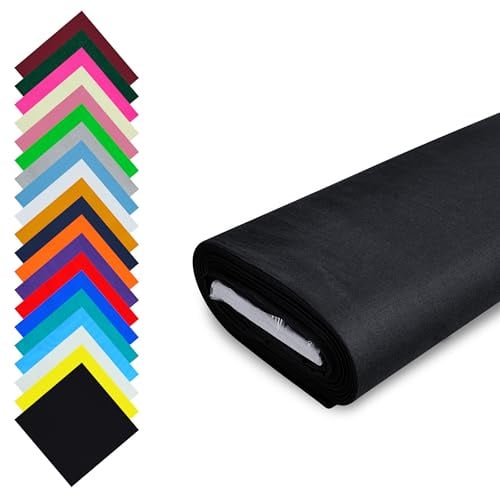 FT Fashion Track schwarzer Stoff Baumwolle Meterware UK – 147,5 cm breit – 100% Baumwollstoff einfarbig – 60 Quadrat – erhältlich in 14 Farben und 5 Größen (1 Meter, Schwarz)