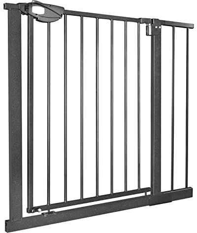 XMTECH Treppengitter Schwarz 85-95cm Breit, Ohne Bohren Türschutzgitter für Kinder, Auto-Close Safety Gate mit Druckbefestigung, 180° Zweiwegeöffnung Absperrgitter