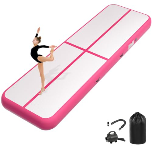 KIKILIVE Airtrack Matte, Turnmatte Aufblasbar Gymnastikmatte mit Pumpe | 10/15/20cm Dick Air Matte, Hochwertiges PVC, Gut Dämpfend & Rückfedernd, Trainingsmatte für Zuhause/Tumbling/Yoga/Turnhalle