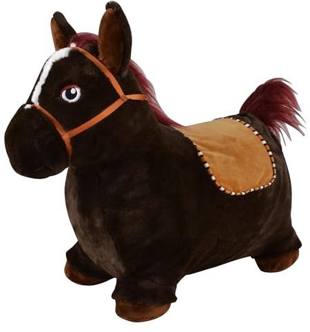 Bayer Chic 2000® Aufblasbares Hüpftier – Einhorn –Mit weichem abnehmbarem Bezug & Luftpumpe – Perfekt für Mädchen & Jungen – Ab 18 Monaten, Dunkelbraun