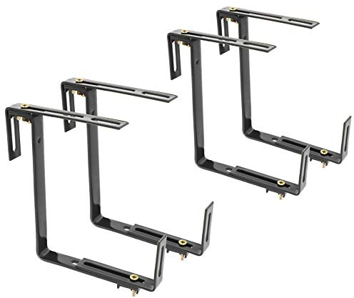 com-four® 4x Blumenkastenhalter für Balkon-Brüstungen und Geländer - flexible Befestigung aus Metall für Pflanzkästen - 2-fach verstellbar - ohne Bohren (04 Stück - anthrazit)