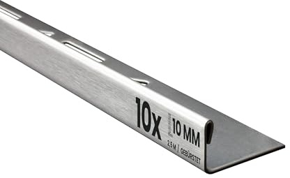 10x L-Profil Edelstahlschiene Fliesenprofil Fliesenschiene Edelstahl V2A L250cm 10mm gebürstet