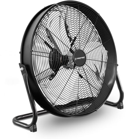 TROTEC Bodenventilator TVM 20 D – 120 Watt, Neigungswinkel 360°, 3 Stufen, Ø 50 cm, kippfester Stand, leise, Schwarz