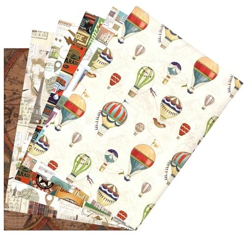 ARKRAFT Geschenkpapier-Set 6 Blätter XXL-Größe 90 x 65 cm plastikfreie Verpackung FSC-Papier (Reise)