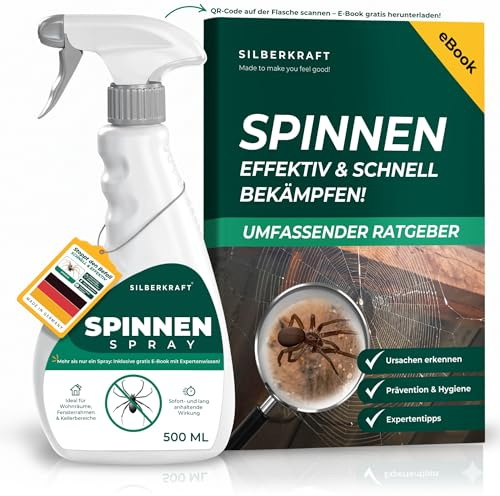 Silberkraft Spinnenspray 500 ml - Hochwirksames Spinnenabwehr-Mittel mit Sofortwirkung gegen Spinnen - Anti-Spinnenspray für Innen & Außen - Spinnen dauerhaft vertreiben - laborgeprüft