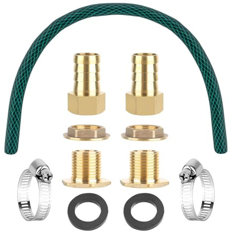 Regentonnen Verbindungsset 3/4 Zoll, Regentonnenverbindung mit Messing Zubehör, IBC Tankverbindung Für 2 Regentonnen 50cm Verbindungsschlauch(Schlauch 19 mm Innen)