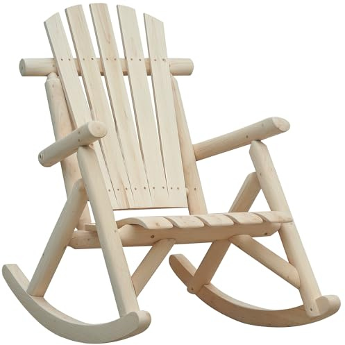 Outsunny Schaukelstuhl Schwingsessel Schaukel Gartenstuhl Relaxstuhl Tannenholz Natur