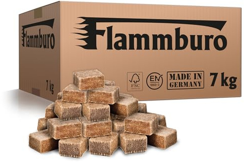 FLAMMBURO Öko Anzündwürfel 7kg, DIN Zertifiziert, Holz & Wachs | Made in Germany, aus Holz und pflanzlichem Wachs, für Grill, Kamin und Ofen geeignet