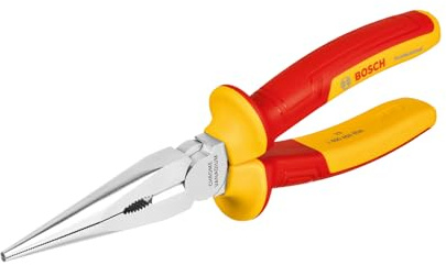 Bosch Professional VDE-Spitzzange, gerade – 200 mm (zertifiziert bis 1.000 V, isoliert mit thermoplastischen Polyurethanen (TPU))