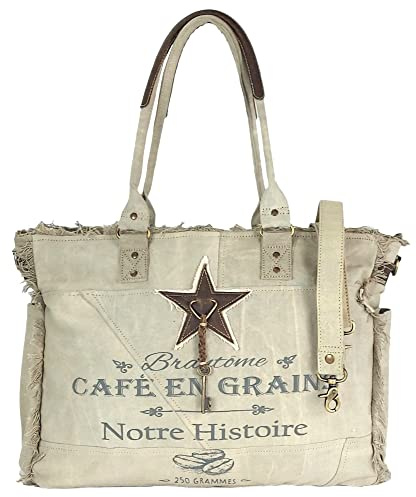 Sunsa XXL Damen Handtasche. Große Weekender Schultertasche aus Canvas | Vintage Strandtasche mit Retro Aufdruck & Extra Crossbody Henkel,Große Reisetasche. Unisex Handgepäck Sporttasche