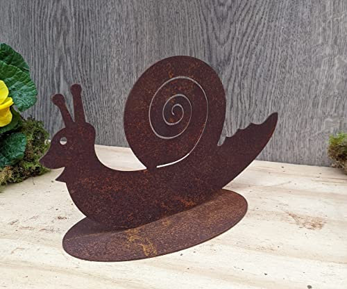 terracotta-toepfe-de Schnecke ca. 25 cm breit aus Metall in Edelrost Rost Tier Garten Deko