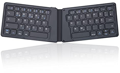 Perixx PERIBOARD-805 Ergo, Bluetooth 5.1 Faltbare ergonomische Tastatur, Ultra-dünnes tragbare Falt-Tastatur, Dunkelgrau, DE QWERTZ Layout