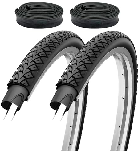 F24 Tyre 2er Set Fahrradreifen 28x1,50 Zoll 40-622 700x38c inklusive Autoventil Schläuchen AV – Trekkingreifen Allround für Citybike Trekkingrad Tourenrad - Schwarz