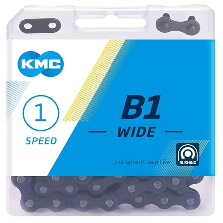 KMC Fahrradkette, breit, Singlespeed/Nabenschaltung, 112 Glieder, inkl Missinglink, schwarz, B1 Wide