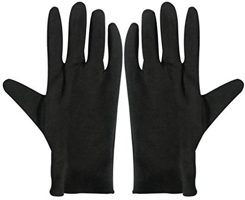 Solustre 12 Paar baumwollhandschuhe Schwarz Stoff Handschuhe Schutzhandschuhe Arbeitshandschuhe Juweliergeschäft Schmuckinspektion Zeremonie Etikette Restaurant Zuhause Labor Im Freien (Größe S)