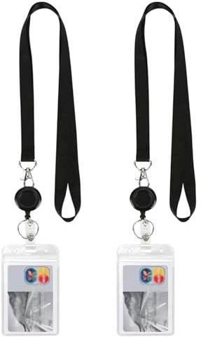 Ausweishalter Schlüsselband Kartenhalter Schlüsselanhänger Ausziehbar, 2 St | Einziehbar, Ausweishülle
