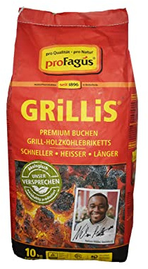 Profagus Favorit Grillbriketts Grillis Sommerhit Premium Qualität 10kg | Grillen + GRATIS HL Kauf Notizblock